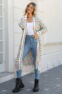 Multicolored Open Front Fringe Hem Cardigan *THIS IS A PRE ORDER ITEM*