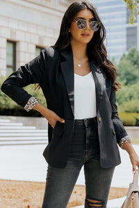 Leopard Lining One-Button Blazer