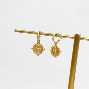 PREORDER: Fleur De Lis Matte Gold Dangle Earrings