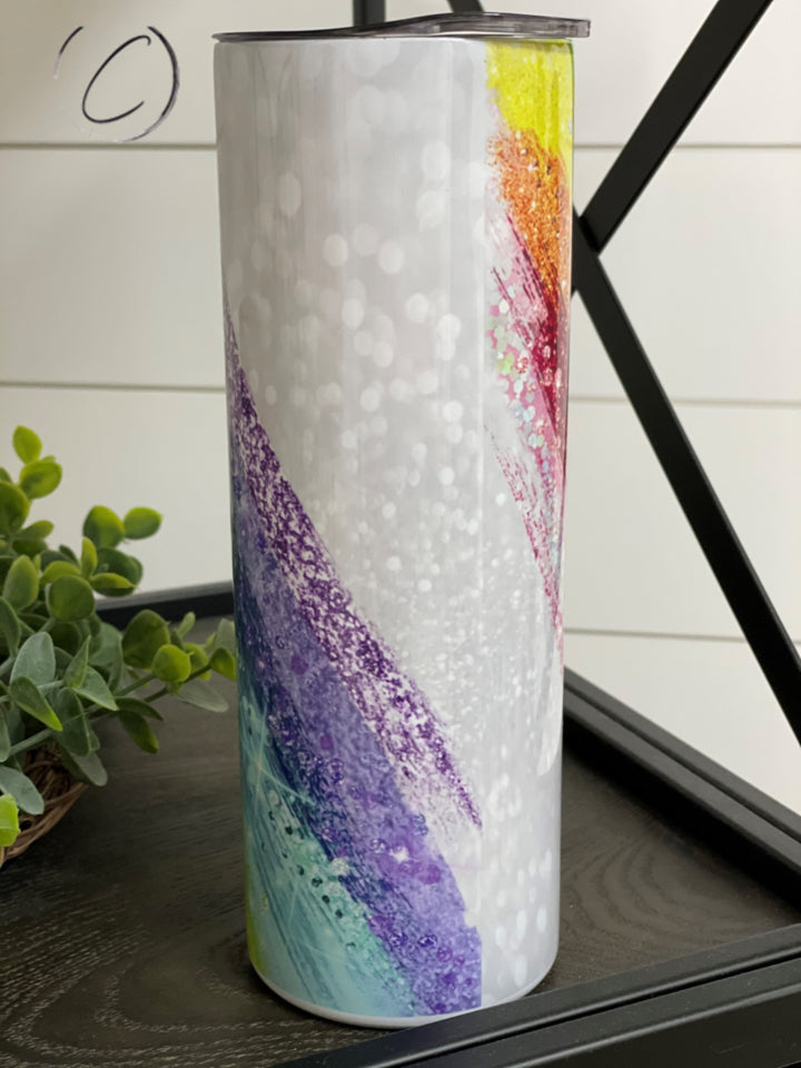 PREORDER: Glitter Rainbow 20oz Skinny Tumbler