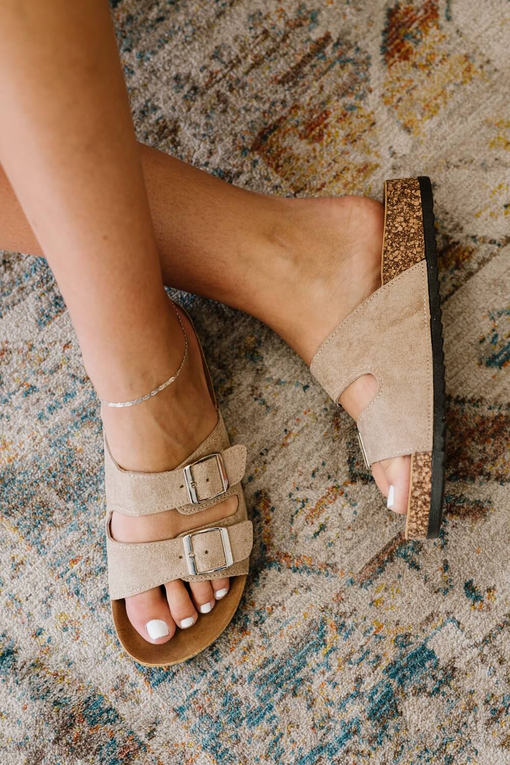 Granola Girl Buckled Soft Footbed Sandals in Taupe