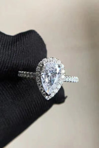 2 Carat Moissanite Pear shaped Halo Ring