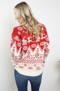 Haptics Full Size Christmas Fuzzy Dropped Shoulder Sweater