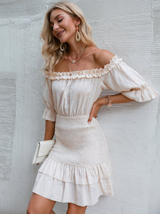 Isla Frill Trim Off-Shoulder Layered Mini Dress