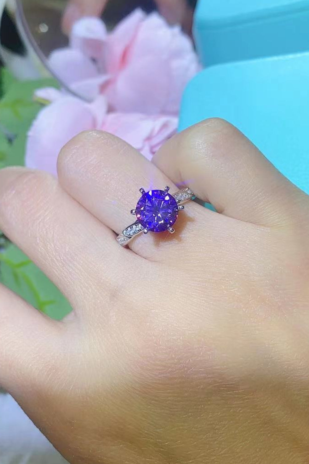 2 Carat Rare Violet Solitaire Moissanite Ring