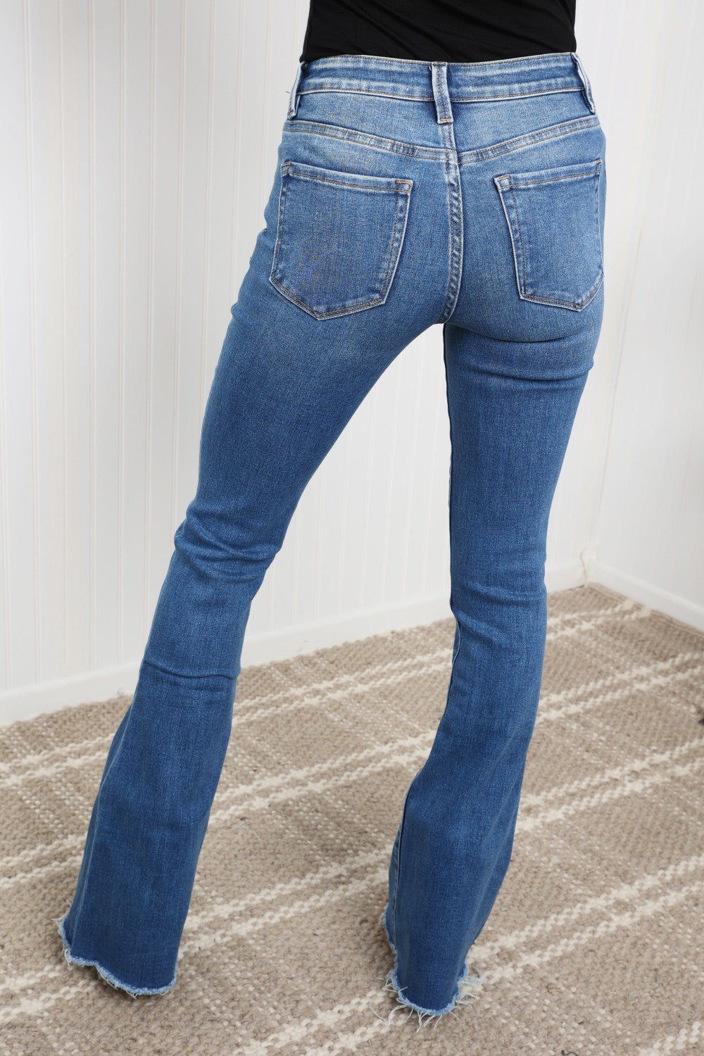 VERVET Raw Hem Pocket Flare Jeans