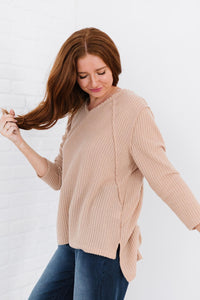 Christa Waffle Knit V-Neck Tee