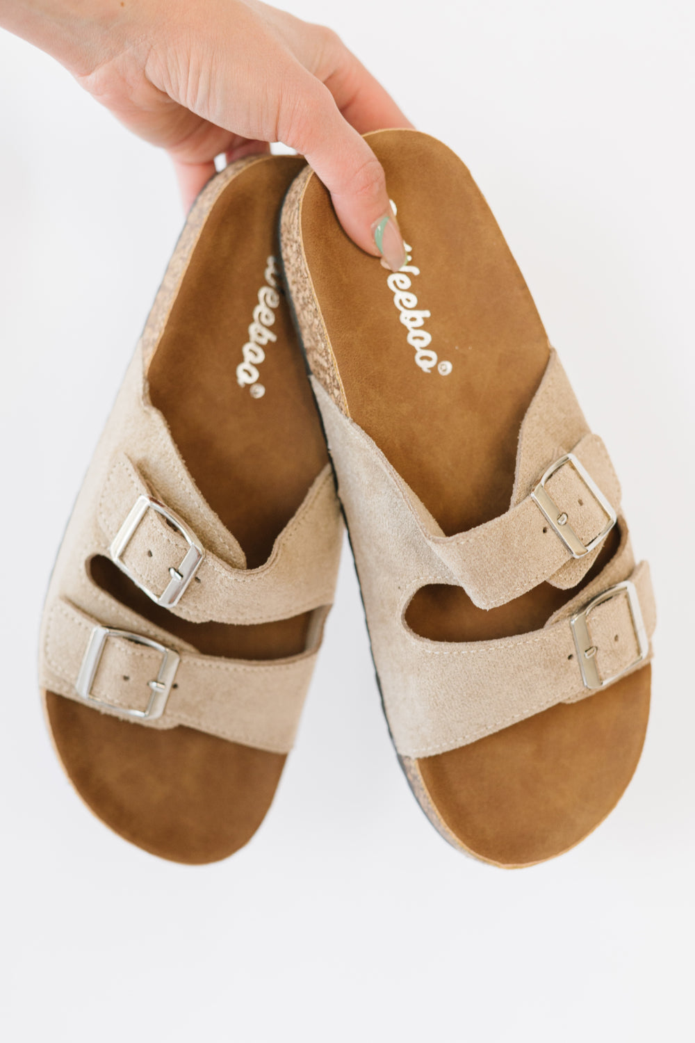 Granola Girl Buckled Soft Footbed Sandals in Taupe