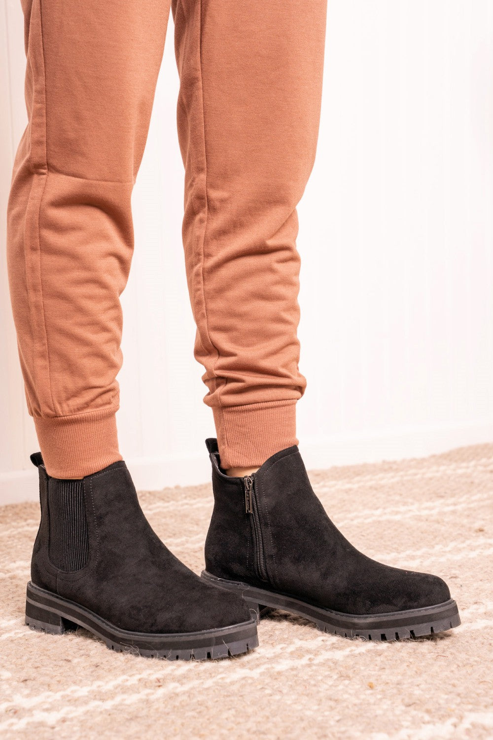 Weeboo Faux Suede Elastic Sided Chelsea Boots