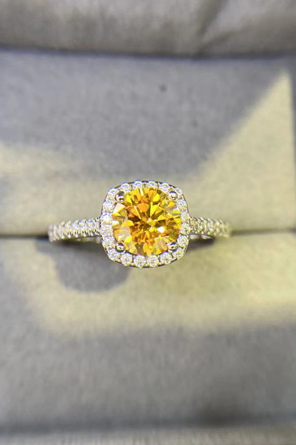 3 Carat Canary Yellow Halo Moissanite Ring