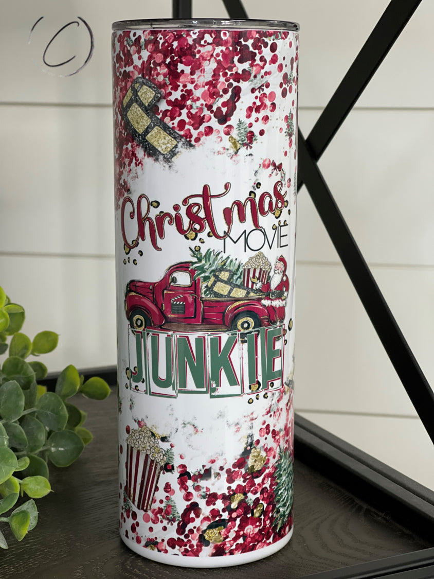 PREORDER: Christmas Movie Junkie 20oz Skinny Tumbler