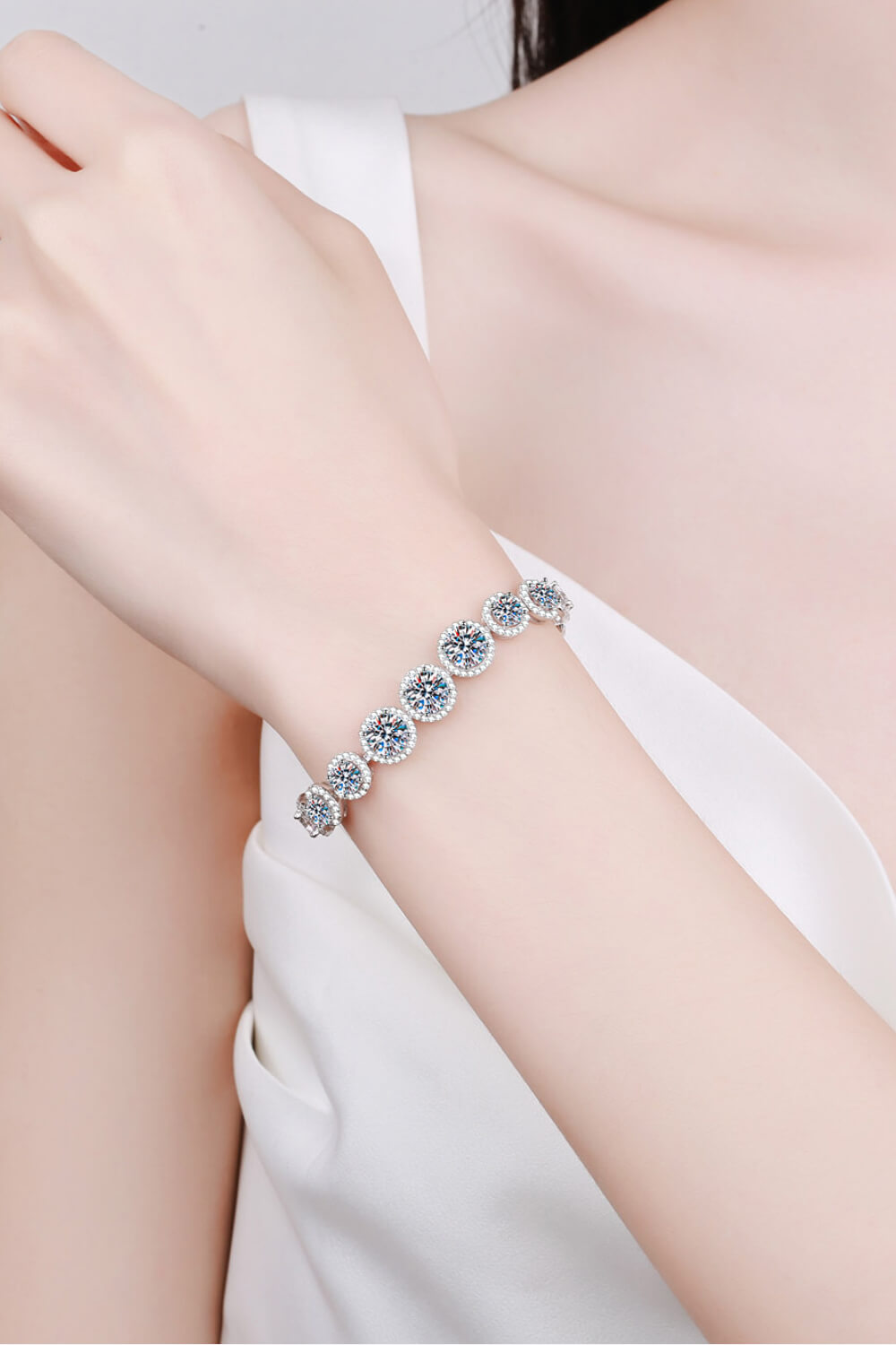 10.4 Carat Moissanite Halo Bracelet