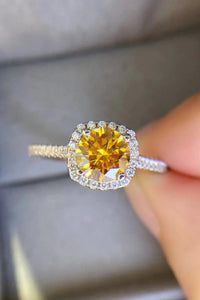 3 Carat Canary Yellow Halo Moissanite Ring