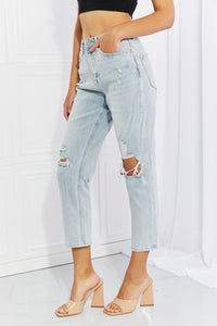 VERVET Stand Out Full Size Distressed Cropped Jeans