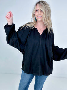 Split V Neck Dolman Sleeve Top