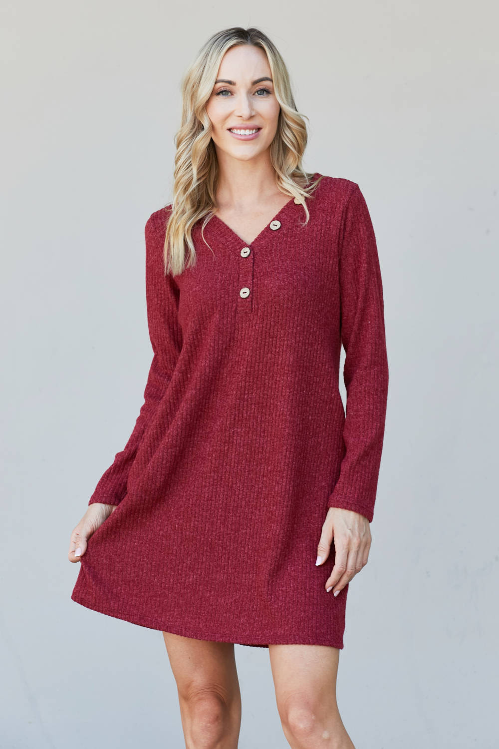 Heimish Chicago Skyline Full Size Ribbed Henley Dress