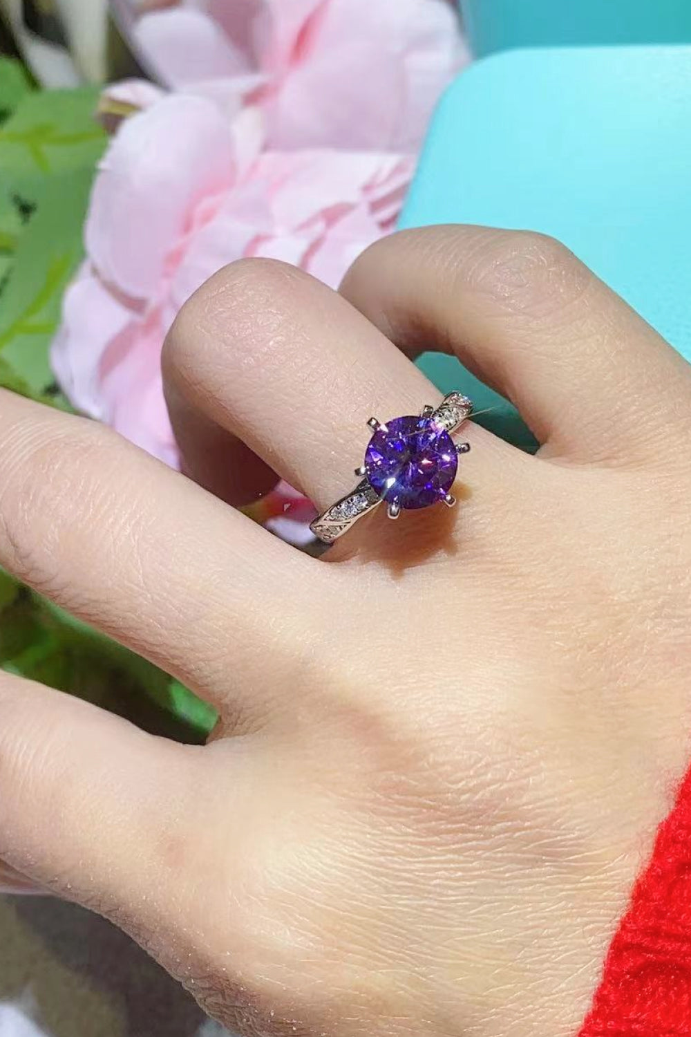 2 Carat Rare Violet Solitaire Moissanite Ring