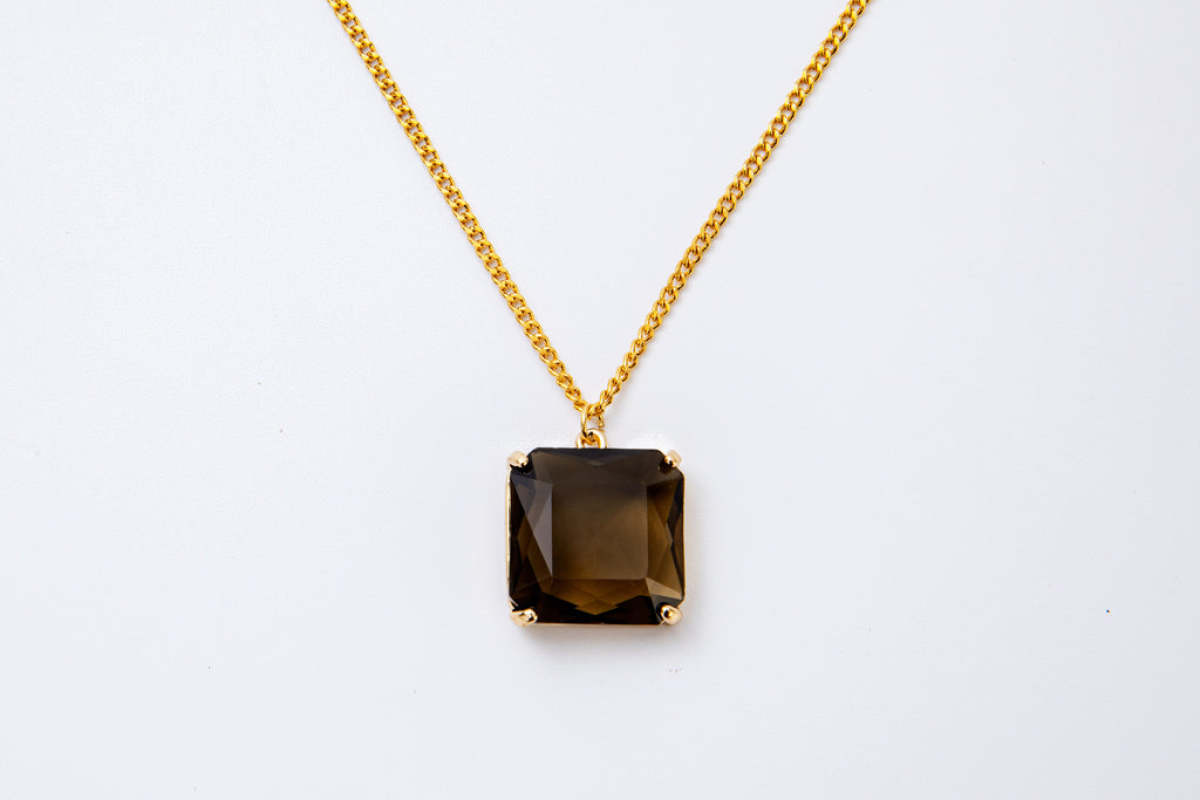 Melania Clara Square Crystal Pendant Necklace