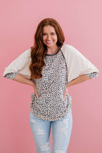 Katelynn Leopard Baseball Tee