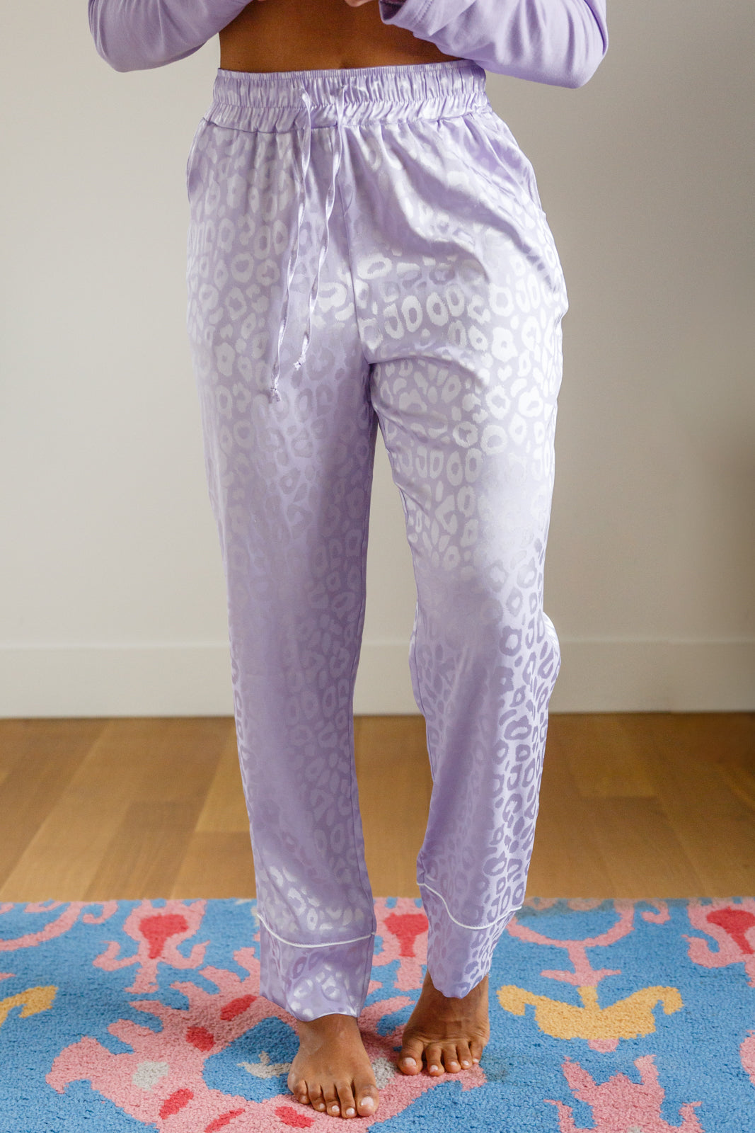 PREORDER: Bella Short Sleeve Leopard Satin PJ in Lavender