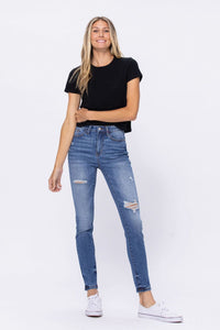 Judy Blue Light Blue Embroidery Pocket Distressed Skinny Jeans