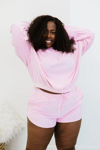 Cameron Terry Lounge Set in Cotton Candy Pink