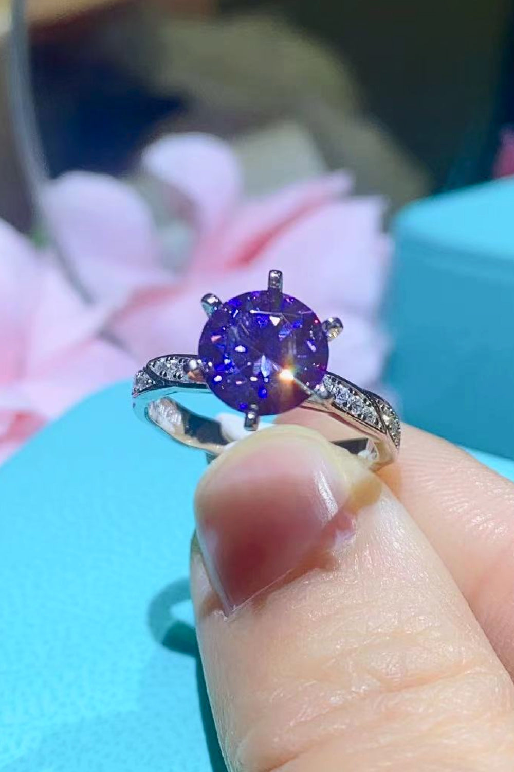 2 Carat Rare Violet Solitaire Moissanite Ring