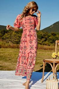 Elba Floral Ruched Puff Sleeve Tiered Maxi Dress **WORTH THE WAIT**