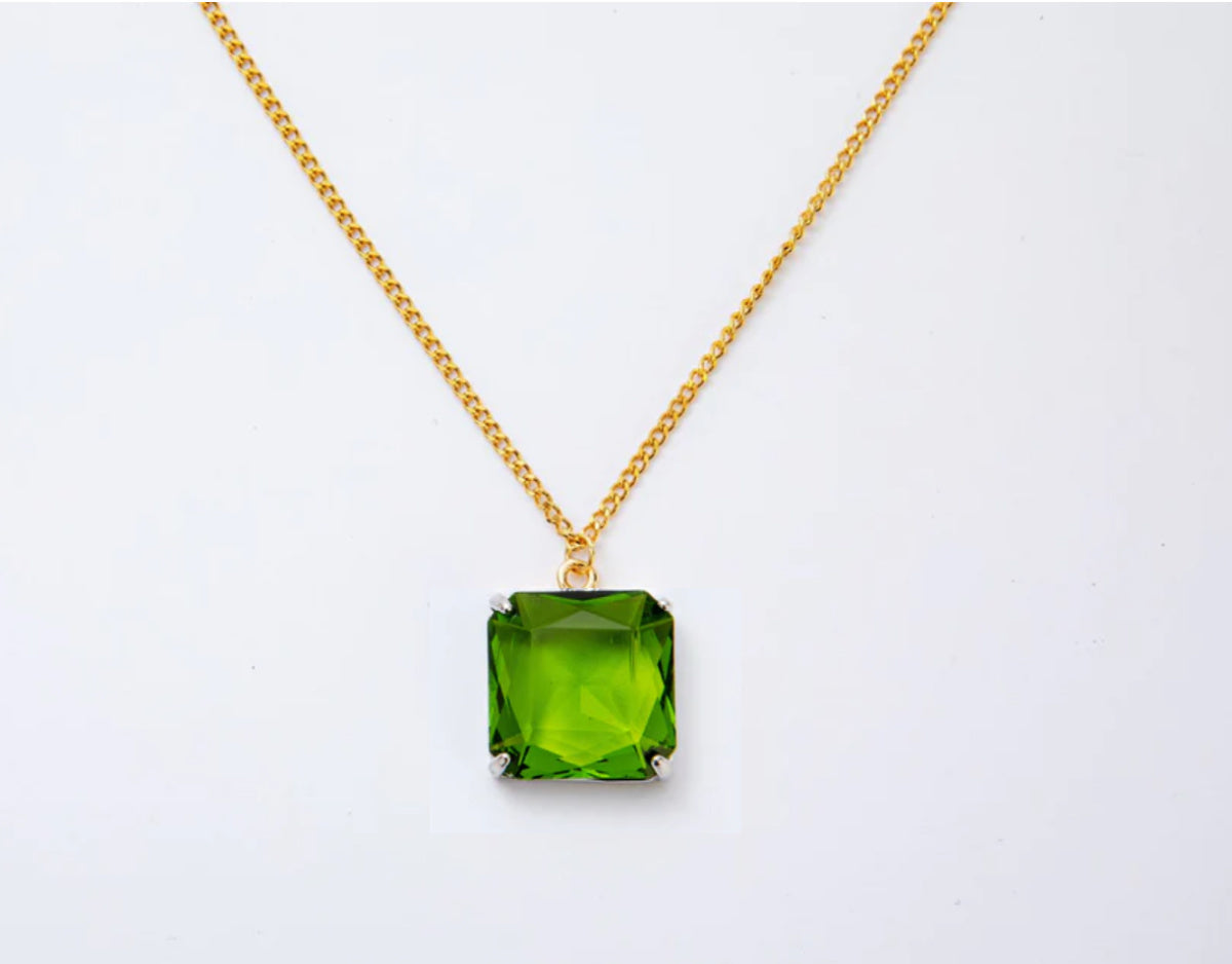 Melania Clara Square Crystal Pendant Necklace