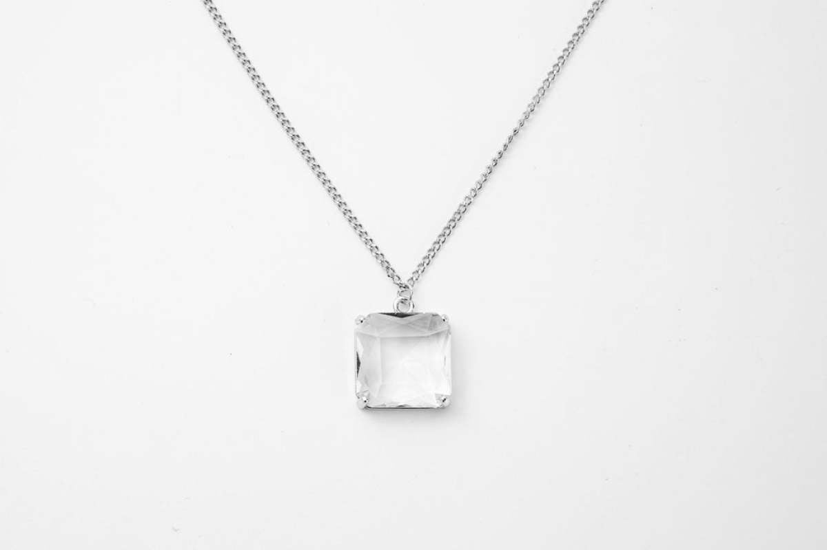 Melania Clara Square Crystal Pendant Necklace