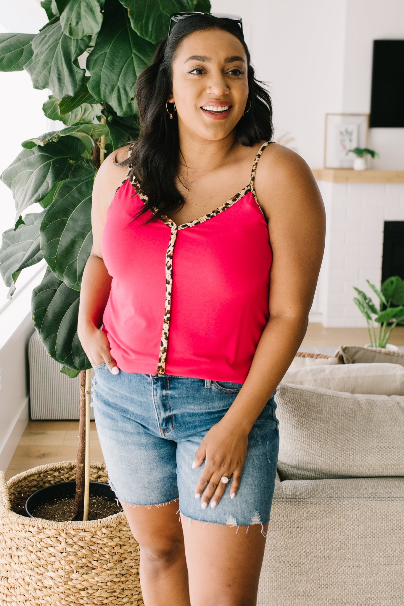 Just A Little Wild Camisole In Hot Pink