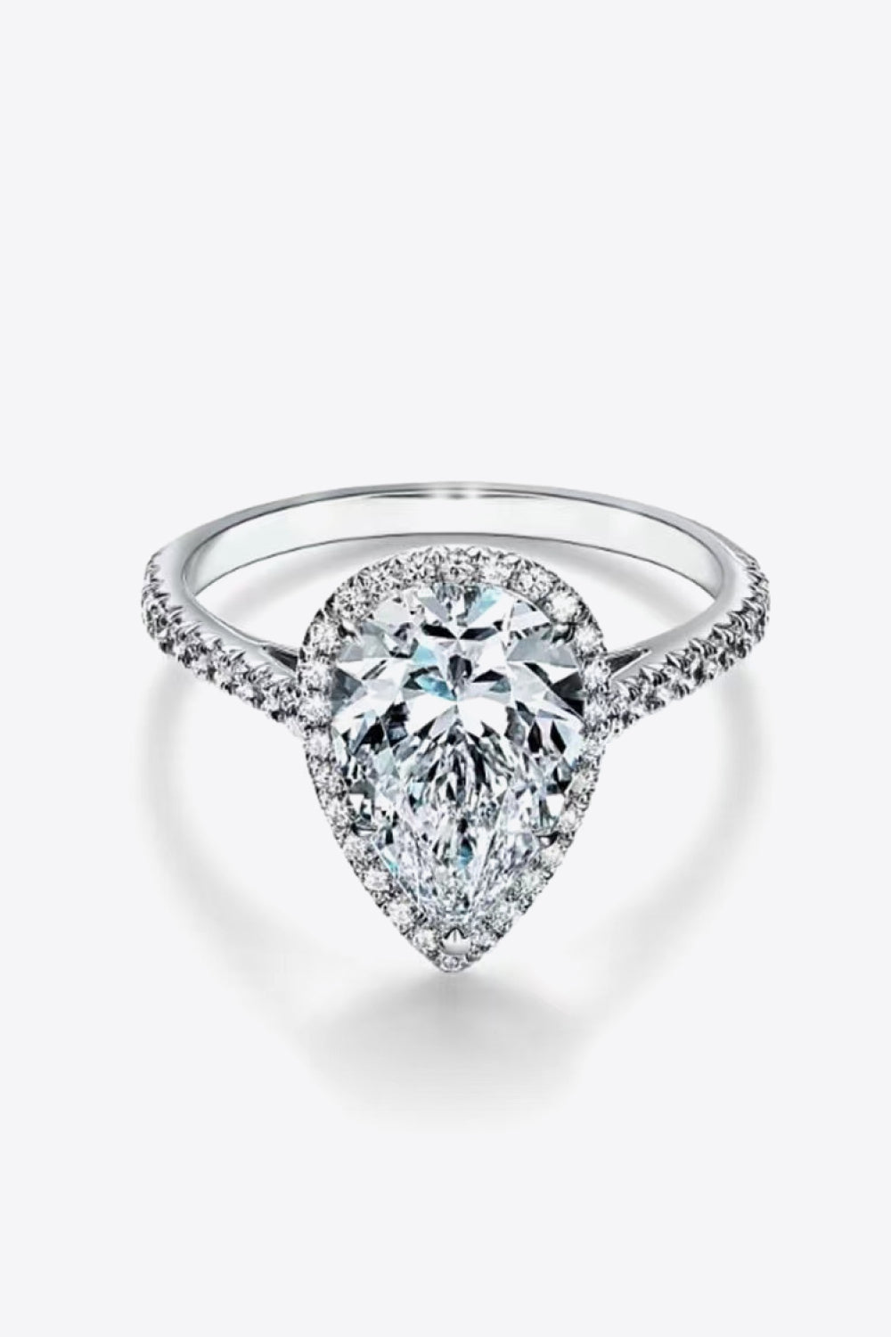 2 Carat Moissanite Pear shaped Halo Ring