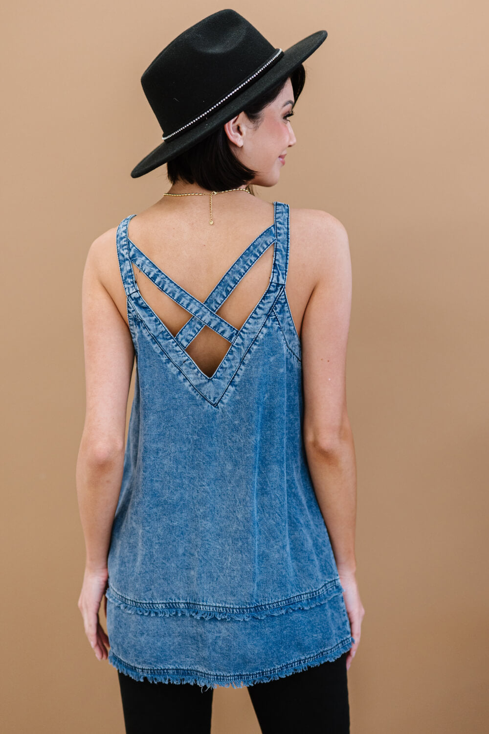 Bobby Mineral Wash Denim Sleeveless Top