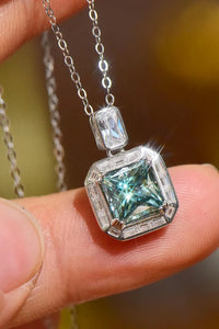 2 Carat Moissanite Princess Cut Pendant Necklace