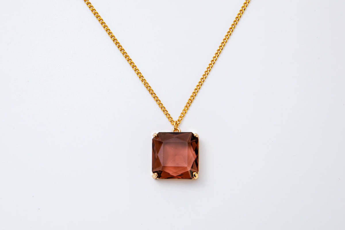 Melania Clara Square Crystal Pendant Necklace