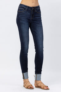 Judy Blue Dark Blue Cuffed Skinny Jeans