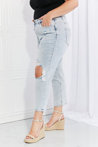 VERVET Stand Out Full Size Distressed Cropped Jeans