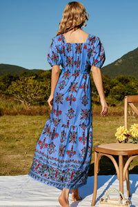 Elba Floral Ruched Puff Sleeve Tiered Maxi Dress **WORTH THE WAIT**