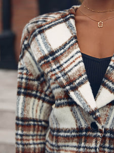 Plaid Dropped Shoulder Cropped Jacket