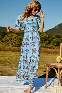 Elba Floral Ruched Puff Sleeve Tiered Maxi Dress **WORTH THE WAIT**