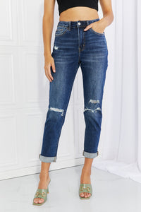 VERVET Full Size Distressed Cropped Jeans with Pockets