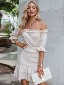 Isla Frill Trim Off-Shoulder Layered Mini Dress