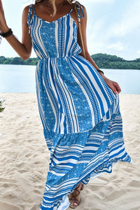 Majorca Mixed Print Tie-Shoulder Maxi Dress **WORTH THE WAIT**