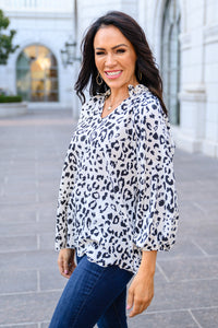 A Bit Of Fun Animal Print Blouse In White