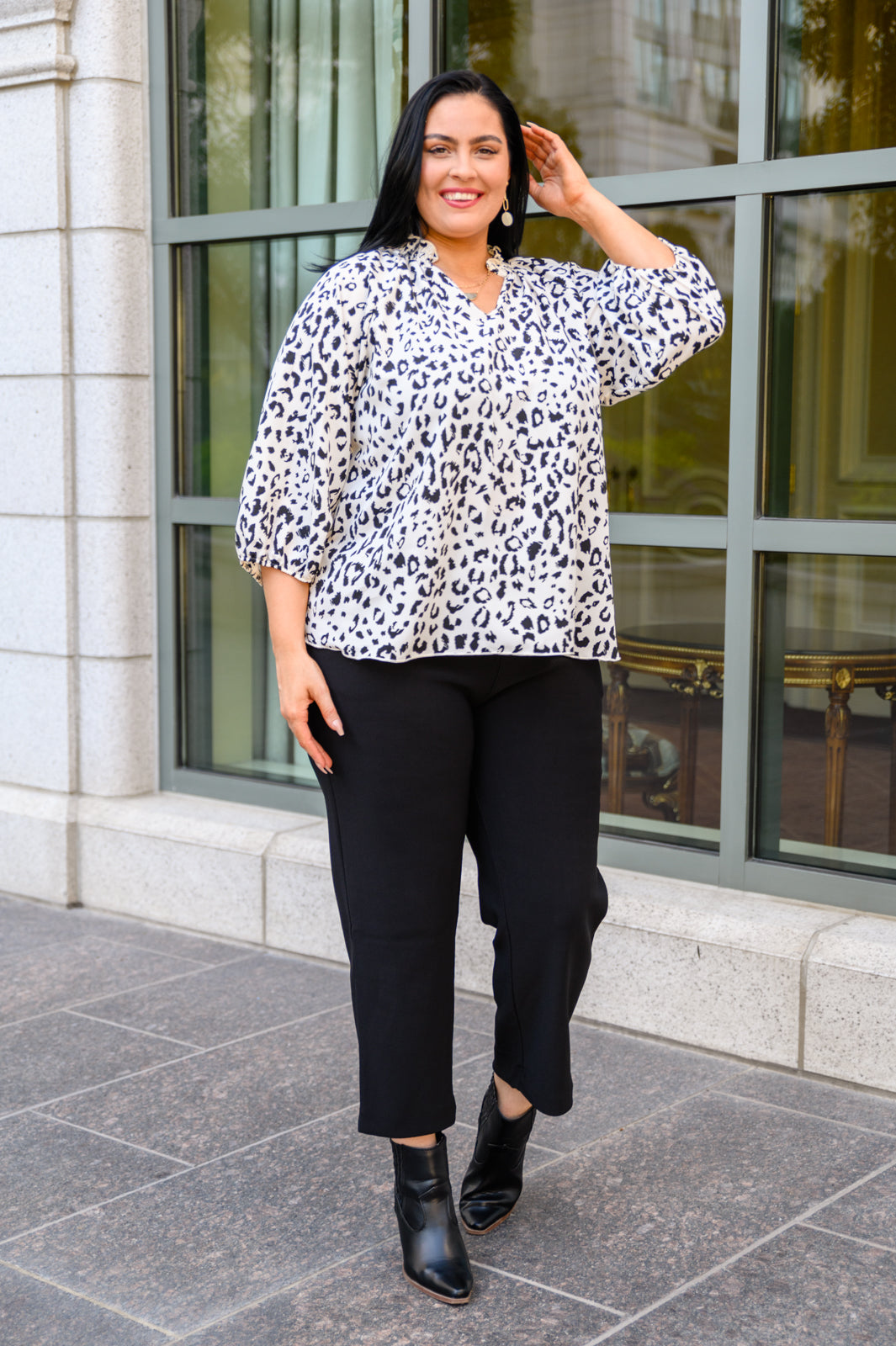 A Bit Of Fun Animal Print Blouse In White