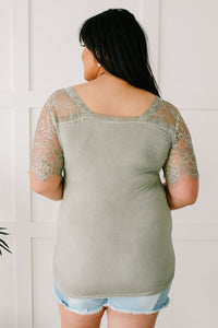 A Little Bit of Lace Top In Sage