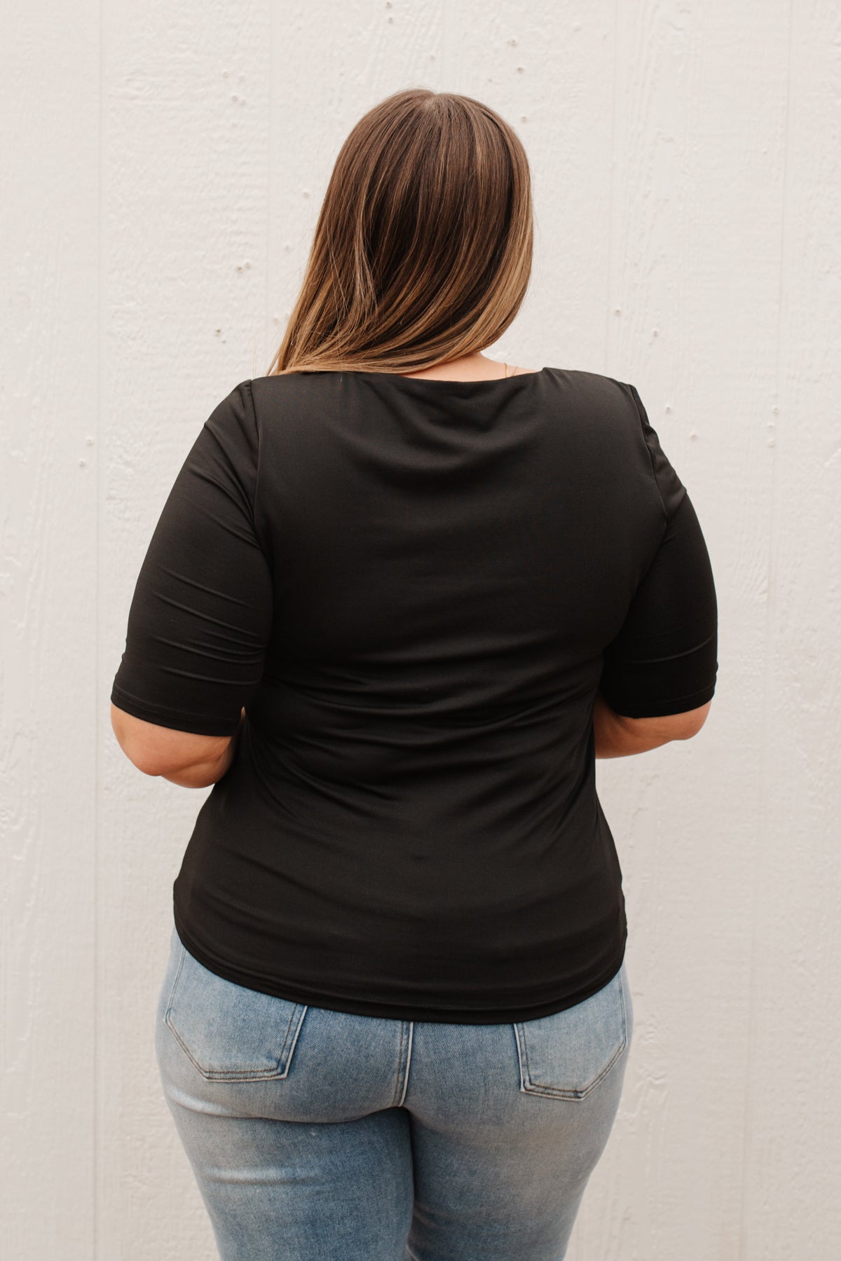 Alyssa Square Neck Tee in Black