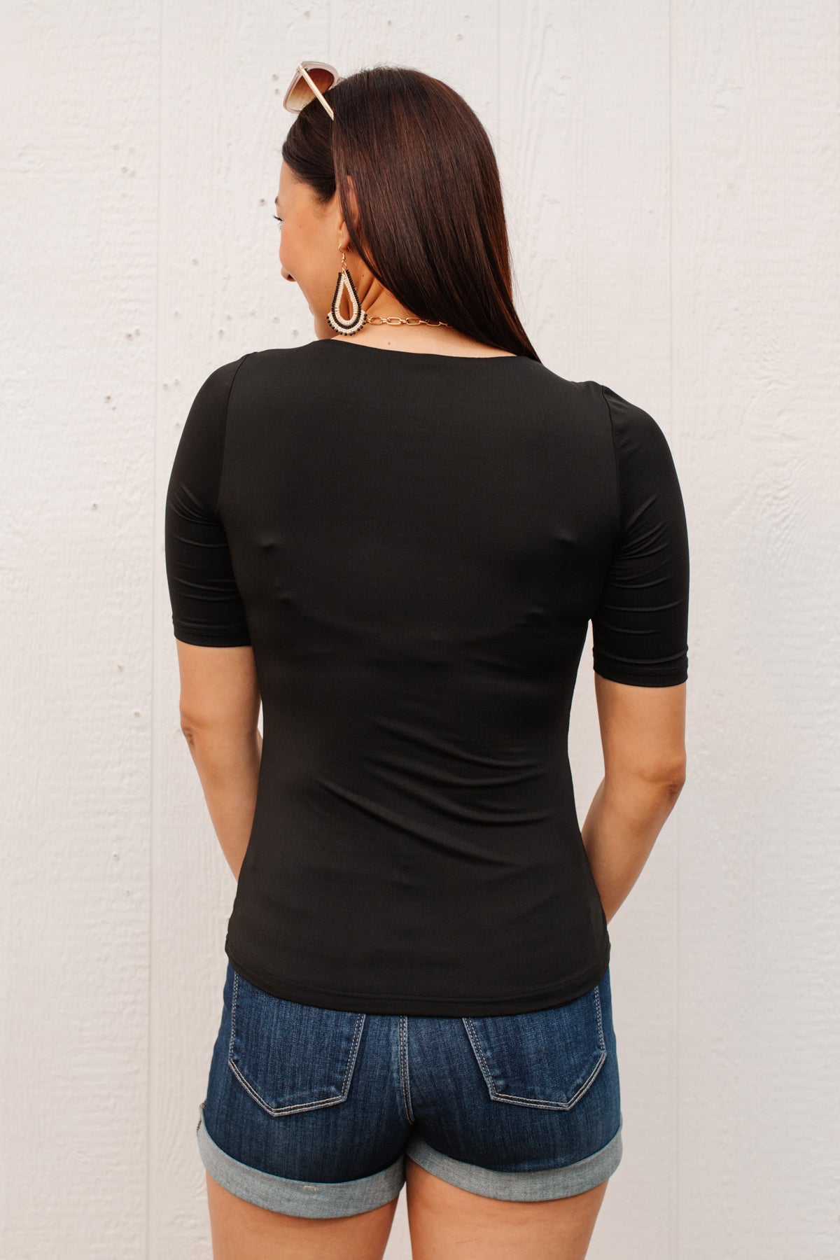 Alyssa Square Neck Tee in Black