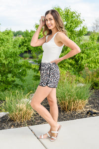 Animal Print Drawstring Shorts