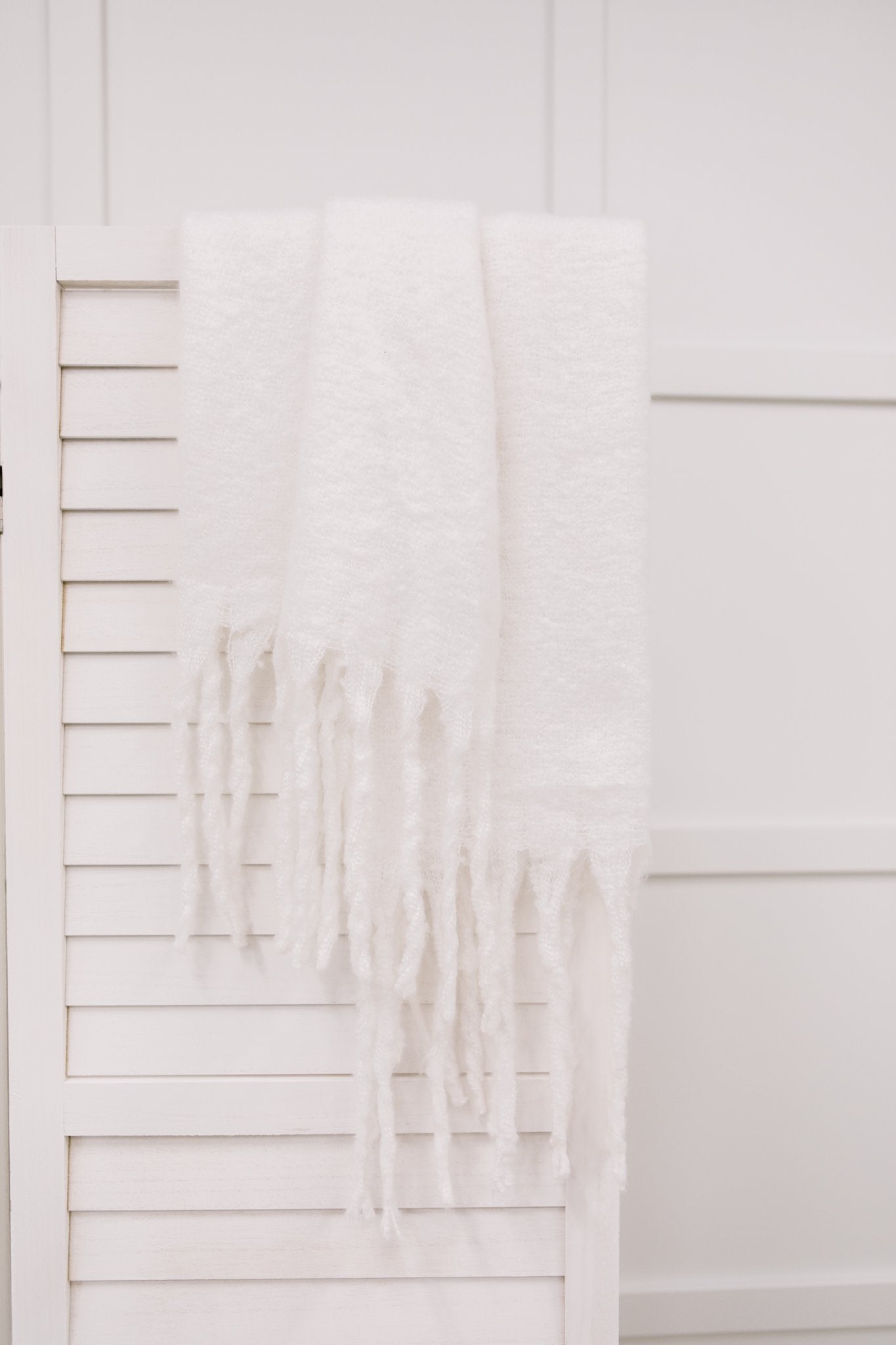 Artisan Fringe Scarf in White